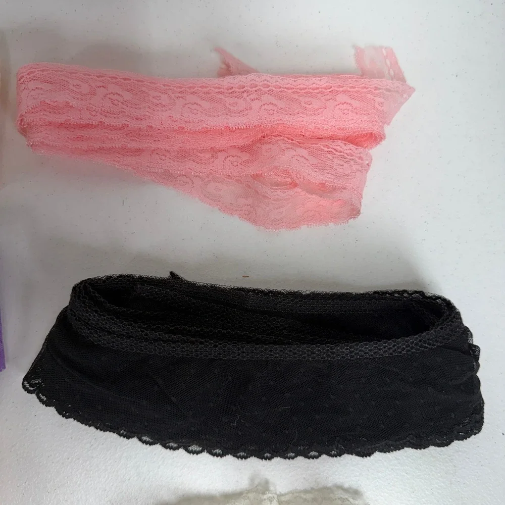 Vintage Lace Trim Lot 7pc Floral Mesh Scalloped Crafting Supplies Multicolor